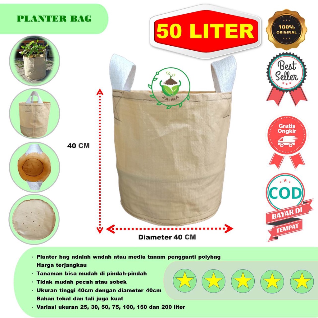 planterbag planter bag 40x40 planbag easy grow 50 liter kantong pot polybag