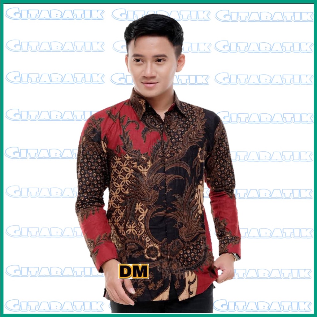 KEMEJA BATIK PRIA LENGAN PANJANG SIZE M L XL XXL Bswart HRB026 Batikshogan batik pitto