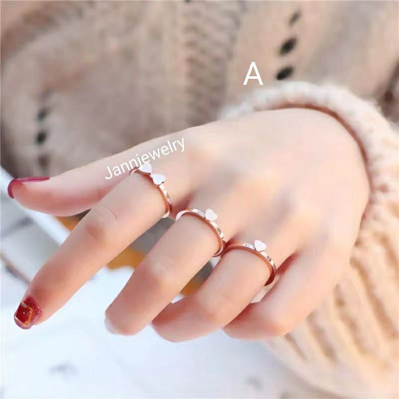 Cincin Love Clover Titanium 3pcs Anti Karat &amp; Alergi Fashion Korea