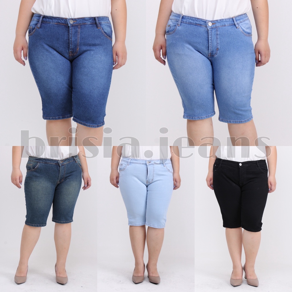 [SIZE 35-42] BOMI 3/4 Short Jeans / Celana Pendek Jeans Jumbo Bigsize