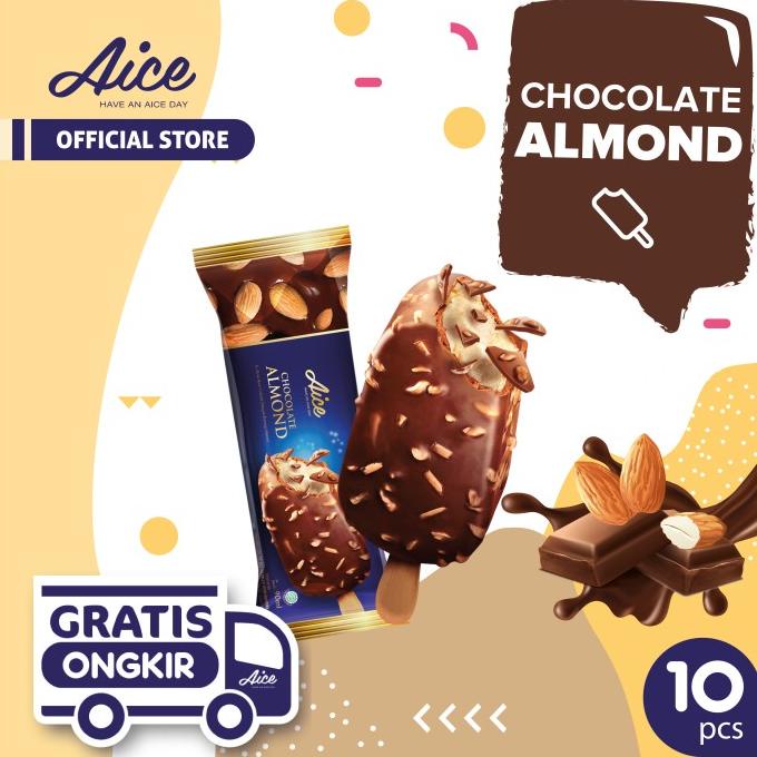 Produk Terbaru Aice Ice Cream Chocolate Almond Isi 10 Pcs Eskrim