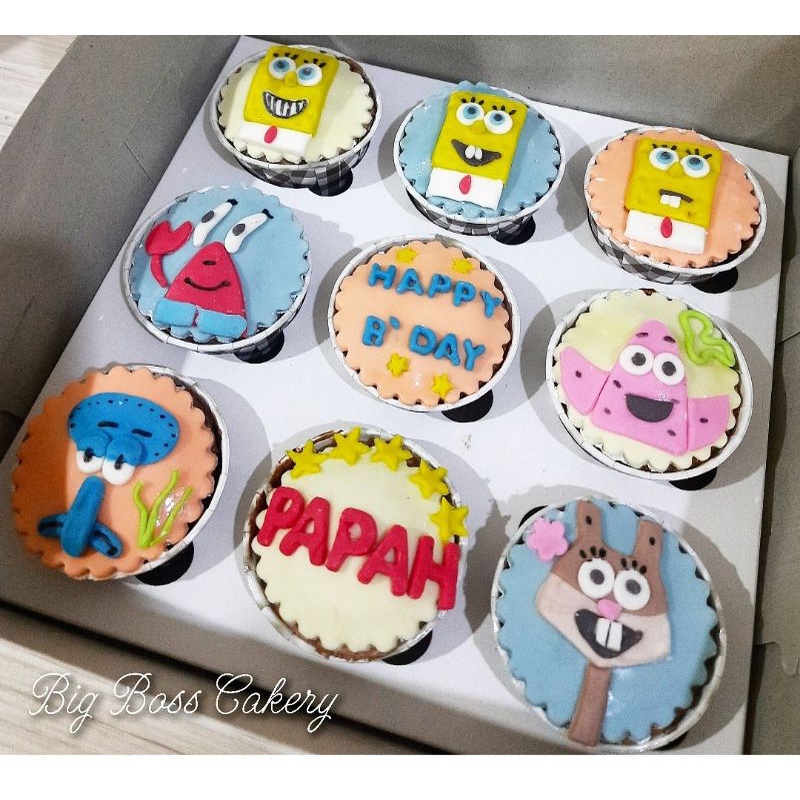 

Big Boss Cakery CUPCAKE HIAS FONDANT SPONGEBOB MINECRAFT BOYS GIRLS