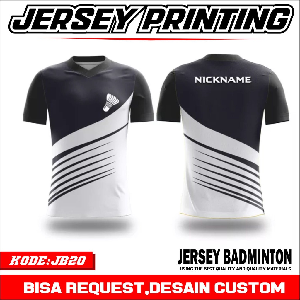 BAJU KAOS JERSEY BULUTANGKIS BADMINTON FULL PRINTING REQUEST DESAIN