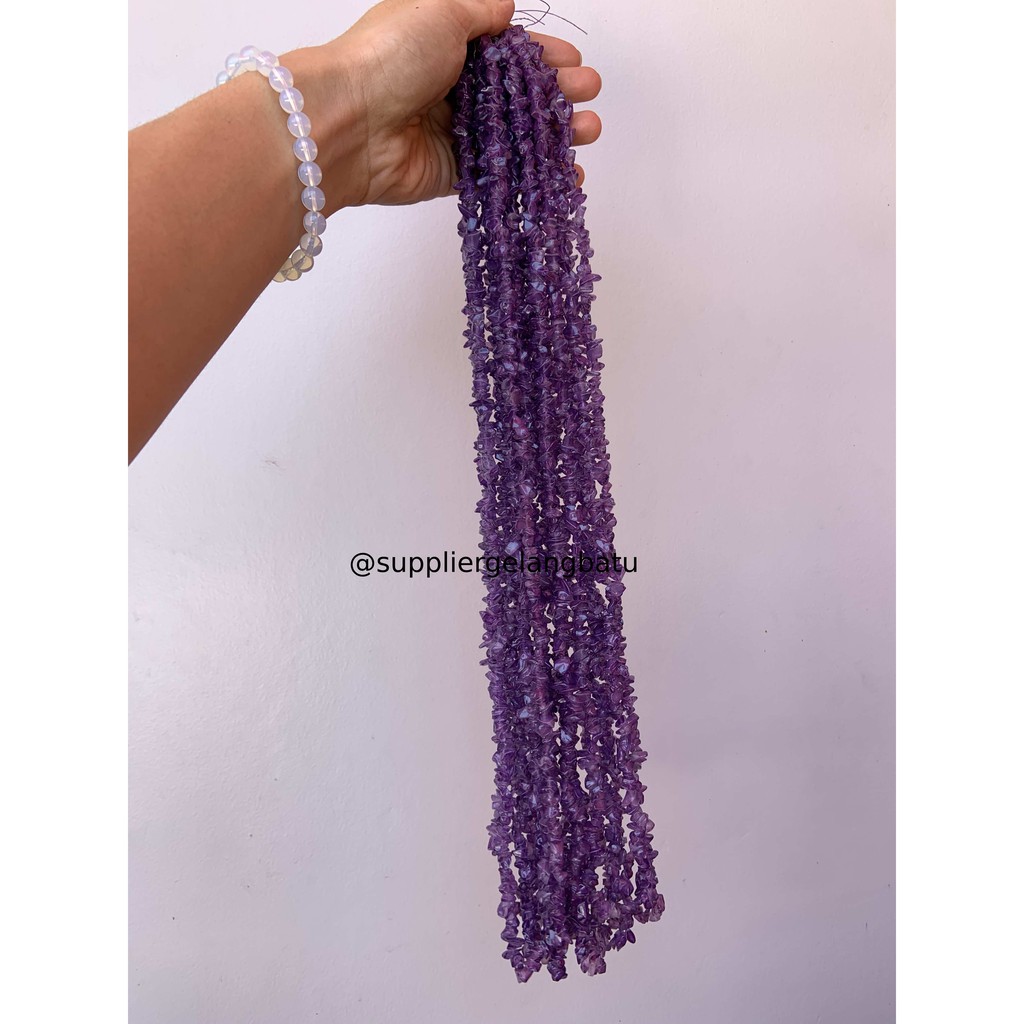 kerikil kaca purple quartz 1cm bahan gelang kalung ungu kerajinan