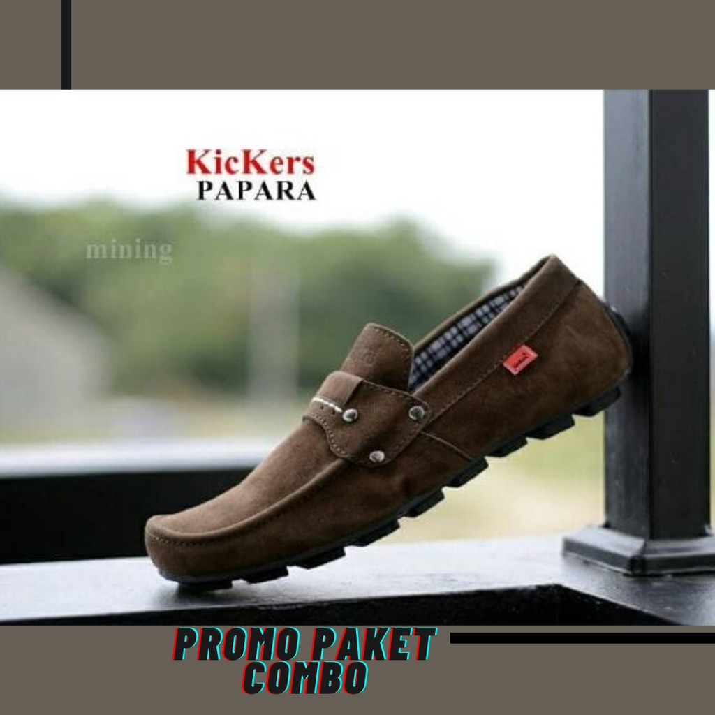 Bisa COD !! Sepatu Kasual Slip On Pria Kickers Papara Coklat Suede Berkualitas Santai Formal