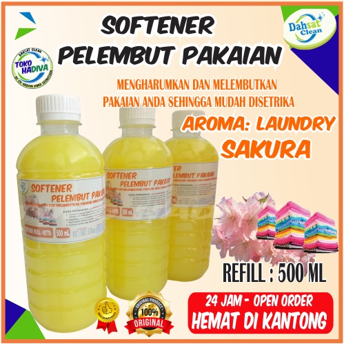 (SAKURA) SOFTENER PELEMBUT DAN PEWANGI PAKAIAN 500 ML DHS MEMBUAT PAKAIAN LEMBUT - MUDAH DISETRIKA
