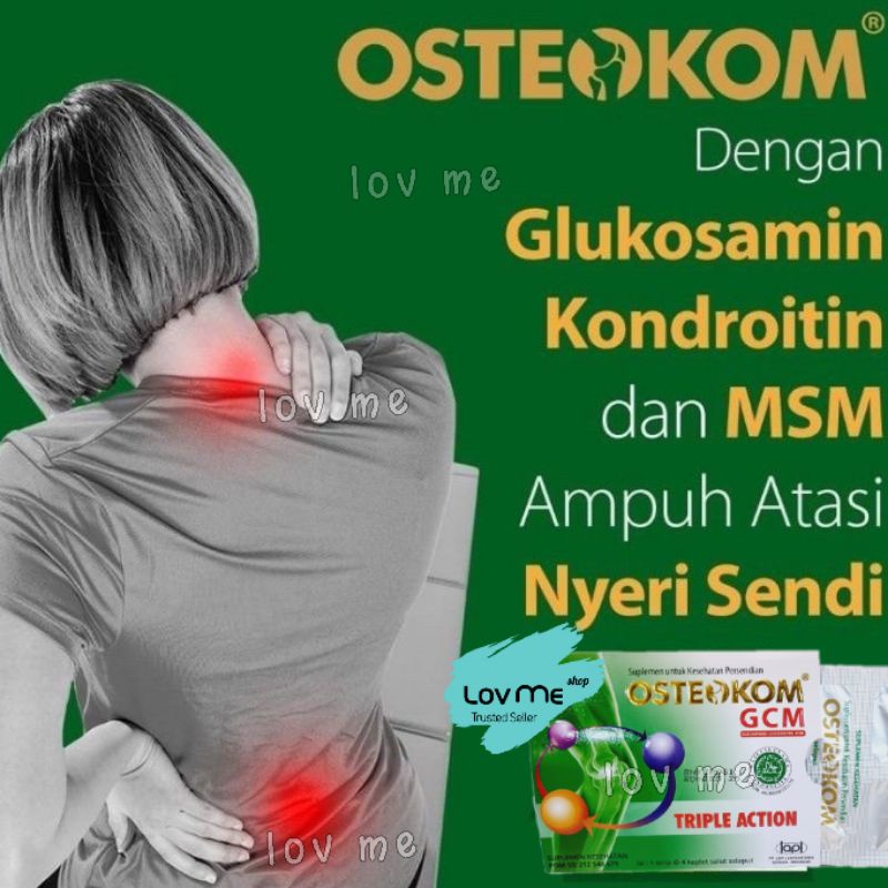 lov me❤ Osteokom Glukosamin Kondroitin MSM - vitamin tulang nyeri otot sendi - 1 Strip isi 4 Tablet