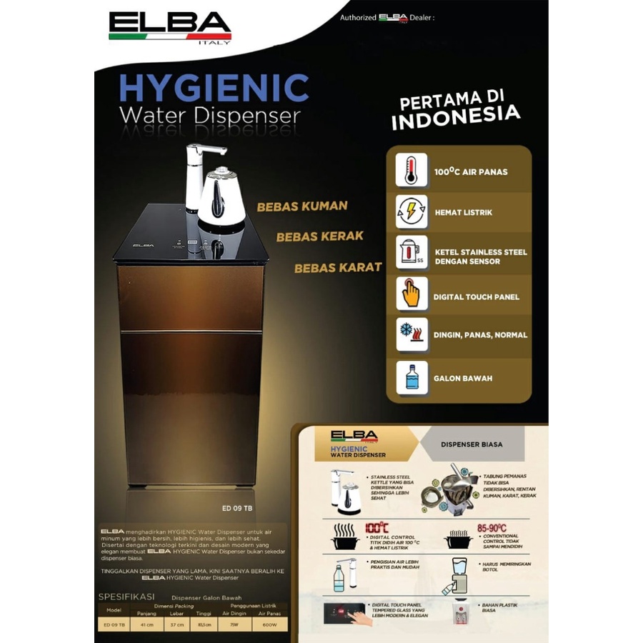 ELBA Water Dispenser ED09TB Freddo Dispenser Air Galon Bawah ED 09 TB