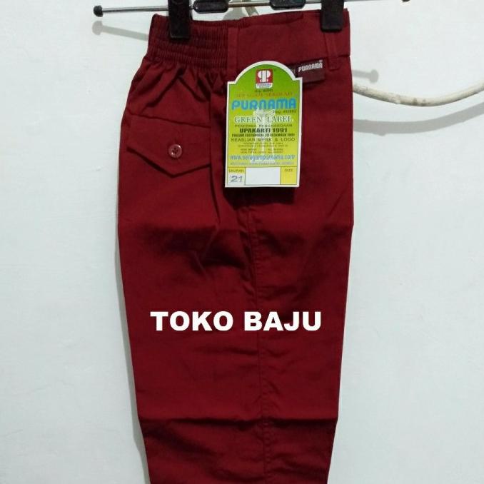 DISKON CELANA PANJANG MERAH MERK PURNAMA GREEN LABEL