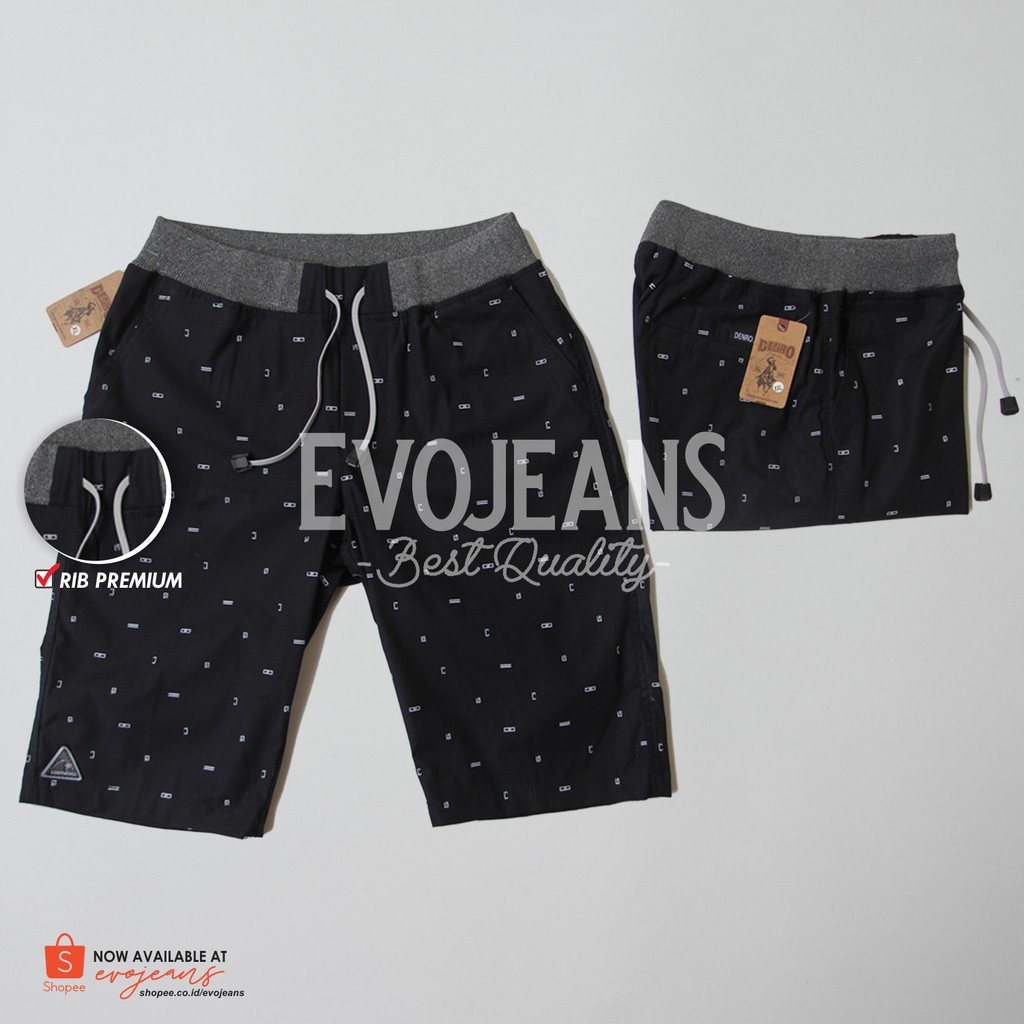 CELANA CHINO PENDEK MOTIF TERBARU BAHAN HALUS / CELANA PINGGANG KARET / PINGGAN RIP // EVO JEANS