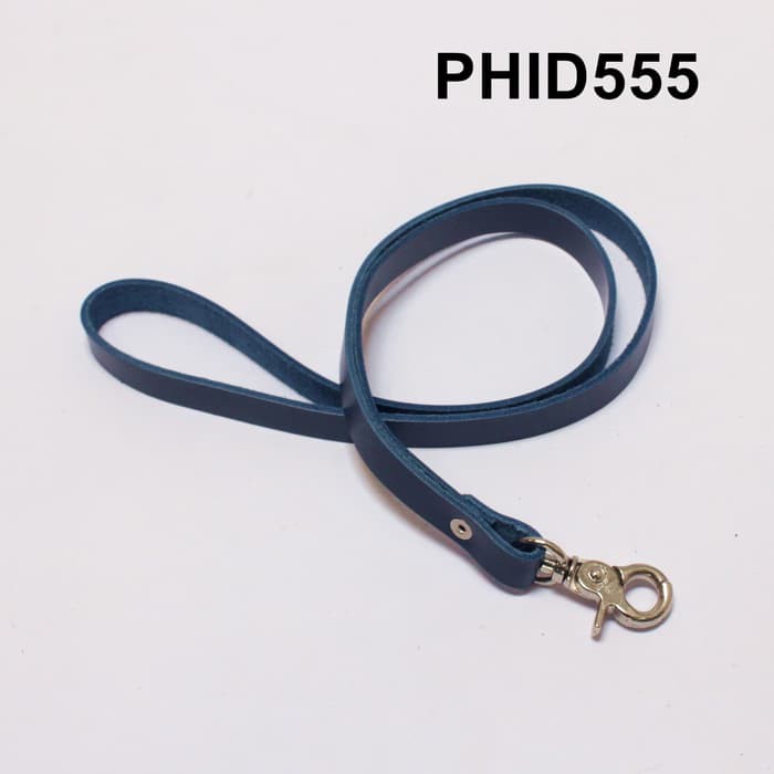 

Tali Id Card Kulit Sapi Asli Warna Biru Navy - Leather Lanyard PHID555
