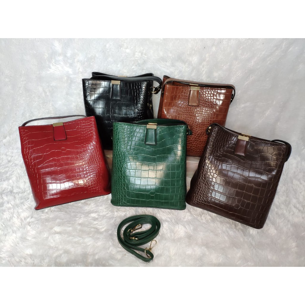 JK 683 U4079 1KG MUAT 2PCS TAS HANDBAG IMPORT SELEMPANG FASHION BUCKET MOTIF CROCO E6634 C8496 Y9881 T116 Z2318 P10039