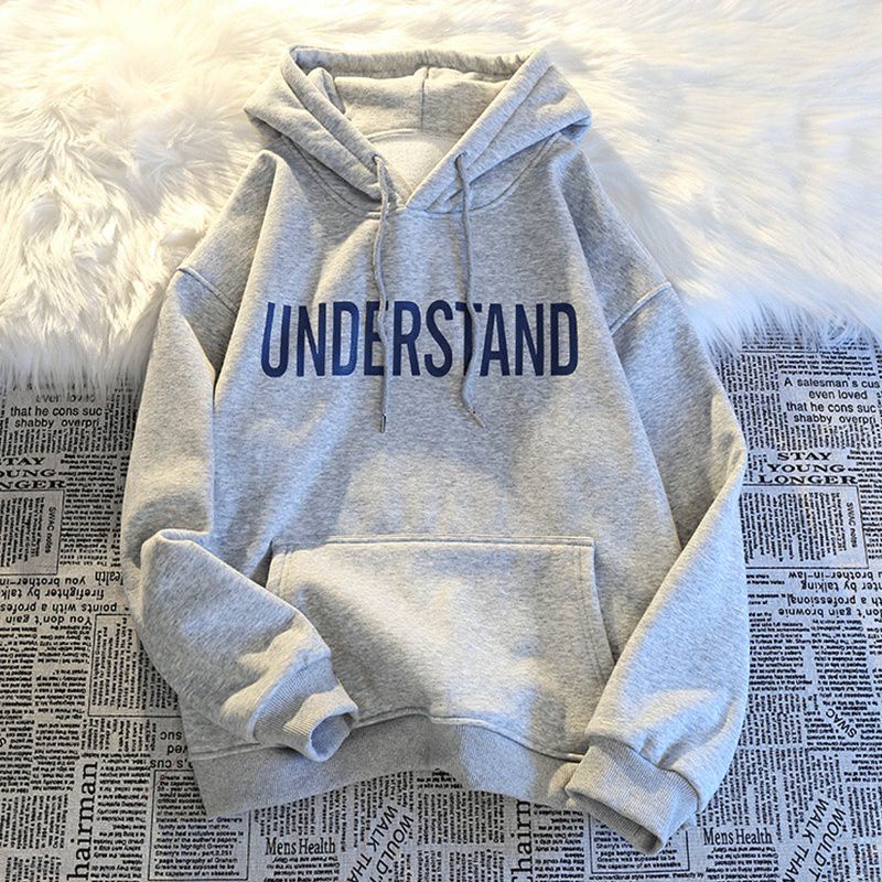 (S - 6XL) Hoodie BIG SIZE UNDERSTAND Jaket JUMBO Jumper Street Style Harajuku Korean Style OVERSIZE Unisex S M L XL XXL 3XL XXXXL 5XL Fleece Pria Wanita Cream Maroon Grey Abu Muda Merah