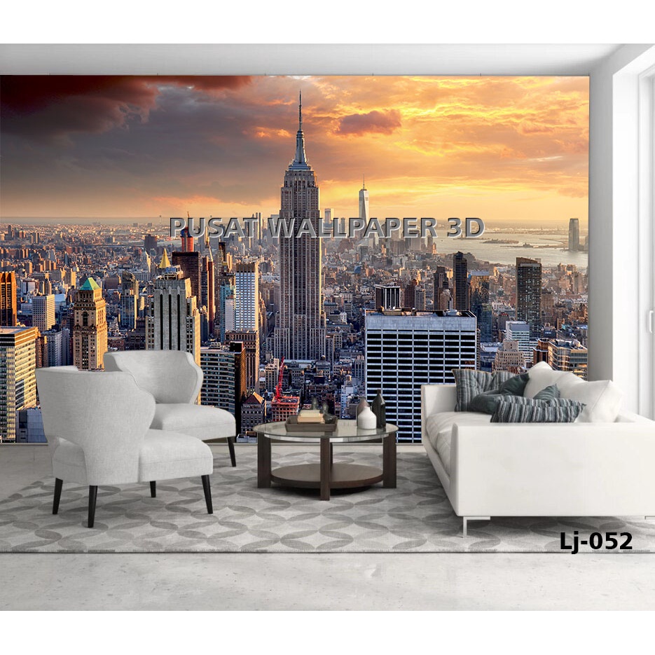 Cetak Wallpaper Custom 3d Pemandangan Gedung Perkotakan, Wallpaper dinding City Apartemen 3 Dimensi