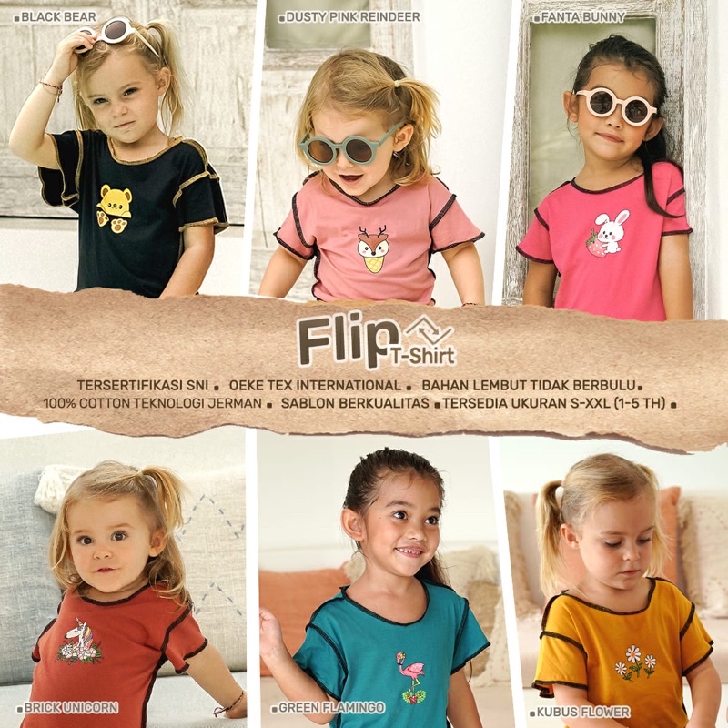 Kazel Tshirt Flip (1 Pcs) - Baju kaos anak Murah / Atasan anak 1-6 Tahun