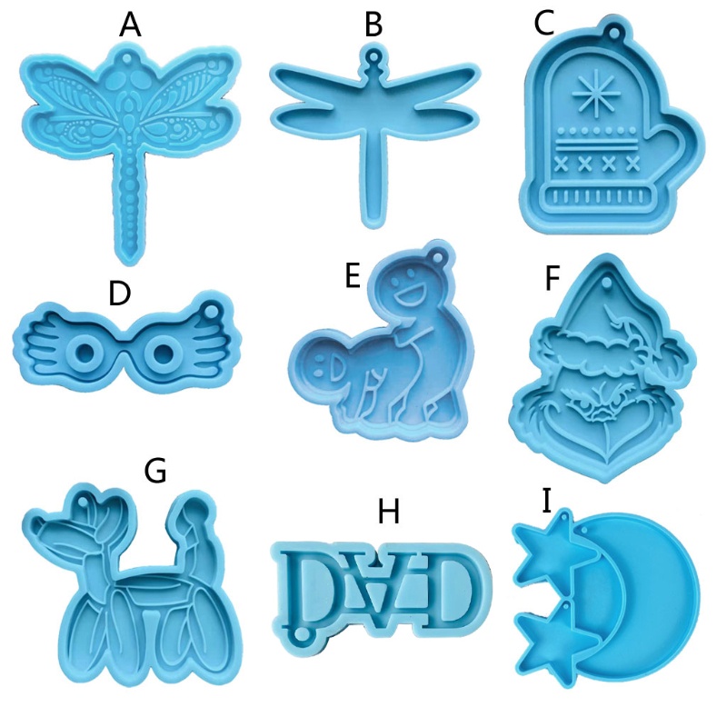 SIY  DIY Silicone Dragonfly Gloves Pendant Resin Mold Letter DAD Keychain Balloon Dog Resin Casting Mold Resin Crafting Tools