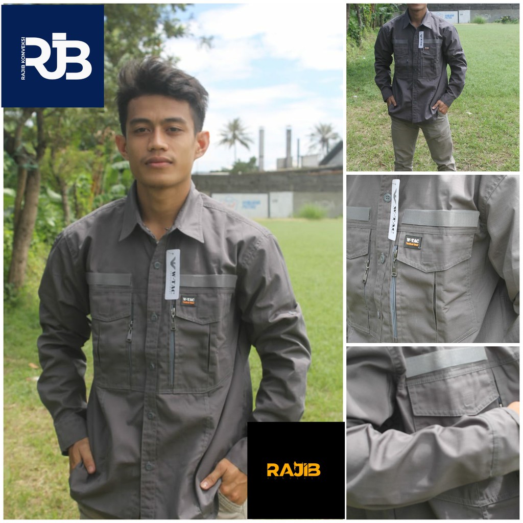 Kemeja Tactical W Tac Tangan Panjang Bahan Ripstop Kotak Kemeja Tactical W Tac Tangan Panjang Bahan Ripstop Kotak