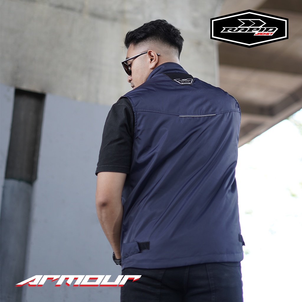 Rompi motor pria touring  anti angin  RAPID ARMOUR  tahan angin pelindung dada reflextif bahan parasit premium