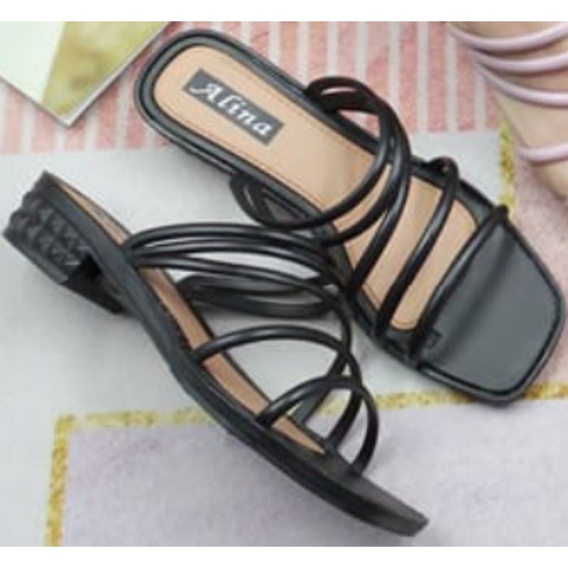 Sun-ANDIN Sandal Heels Hak Tahu Wedges Tali 3 Cm ALINA 1610-A2 Import