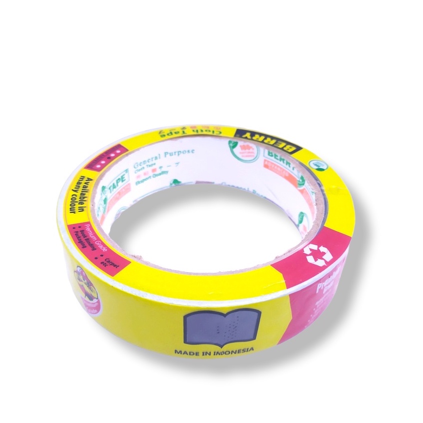 

Lakban Kain / Cloth Tape Berry 1 Inch (24 MM x 12 Meter) Linen Warna Hitam - Satuan- SHSNP