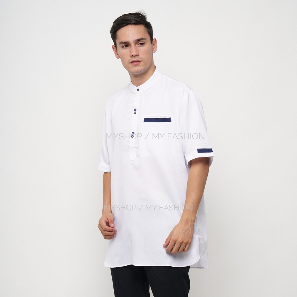 Baju Koko Katun Kamran - Baju Koko Tangan Pendek Bahan Katun Adem