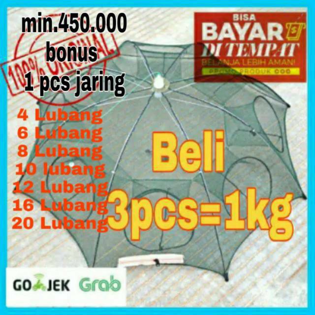 Bubu/Jaring Jala Pancing Ikan Siap Pakai 8 lubang,4,6,10,12,16,20,Lubang Payung