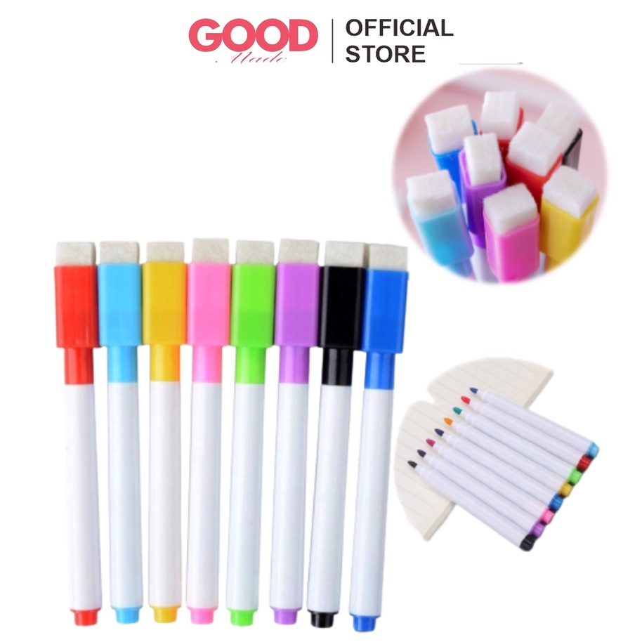 GOOD MADE - Spidol Papan Tulis White Board Sepidol Kecil Mini Warna Warni Penghapus Wipe And Clean Whiteboard Marker Anak Anak Spidol 2 IN 1 | COD