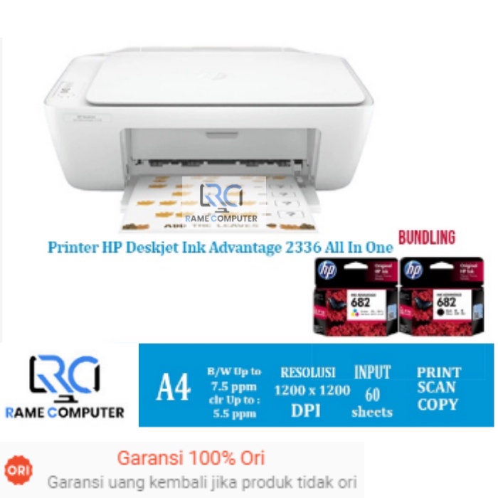 HP Deskjet Ink Advantage 2336 All In One BUNDLING 680 Black &amp; Color - GARANSI RESMI &amp; 100% ORIGINAL