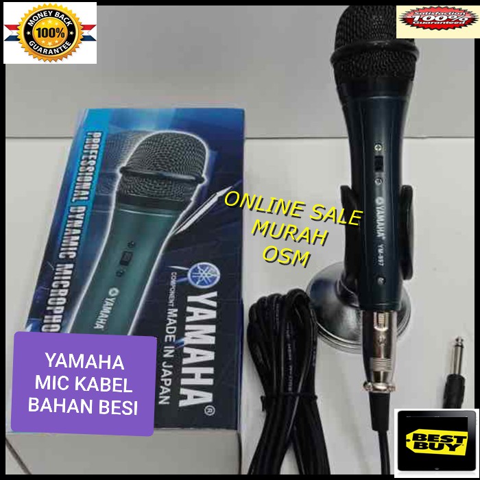 Yamaha legendary Mic kabel Microphone cable karaoke vocal audio sound mik pengeras suara pro profesional vokal mikrophone dynamic legendaris golden gold sing song LHHS  Cocok untuk yang suka karaoke-an. Dengan body mic dari bahan besi dan panjang kabeL 4-