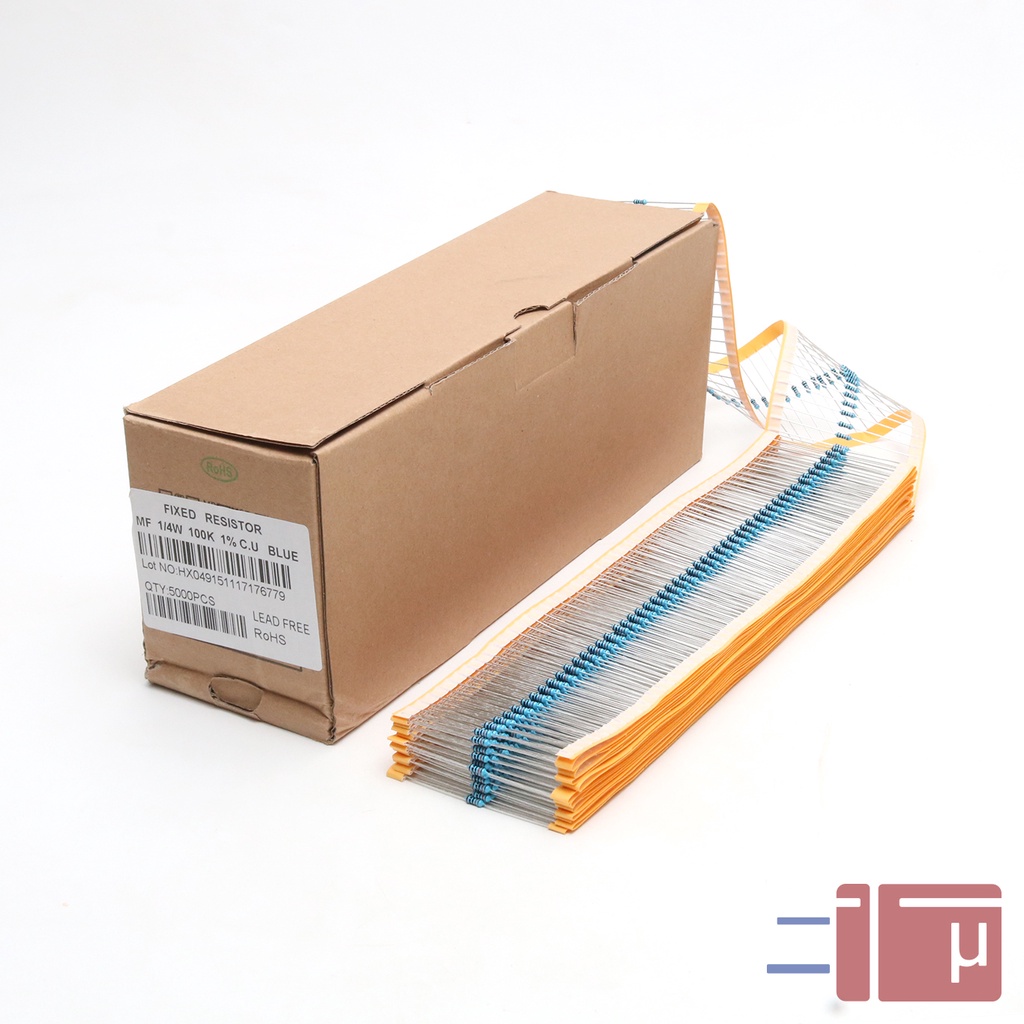 x10 Resistor 100K 1/4W Metal Film 1% Taiwan Kaki Tembaga