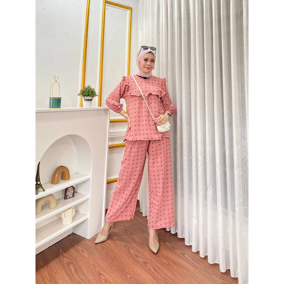 One Set Uragiri Two Tone Viral Bahan Rayon Crinkle Adem Lembut