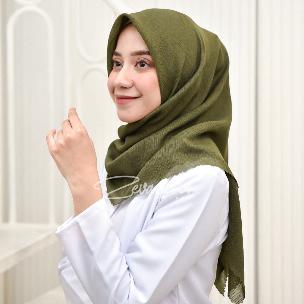 Hijab / Kerudung Corn Skin Finish Laser Cut Mudah Dibentuk Tidak Berbulu Best Material Corn skin Serat ( ORI ) By Zevanic.co-Army