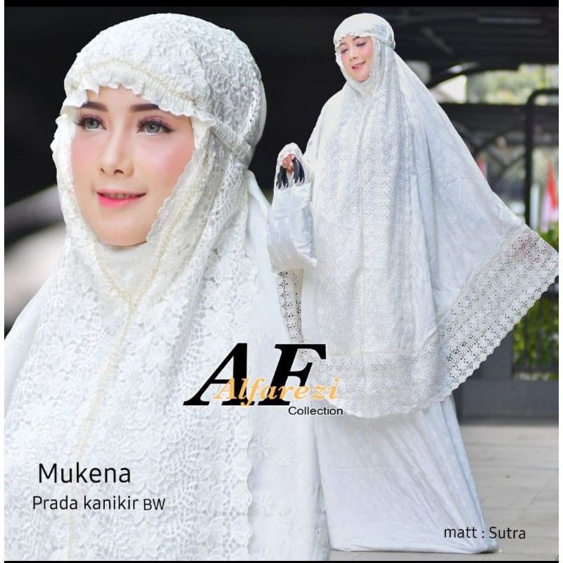 MUKENA DEWASA SUTRA PARIS PUTIH KANIKIR