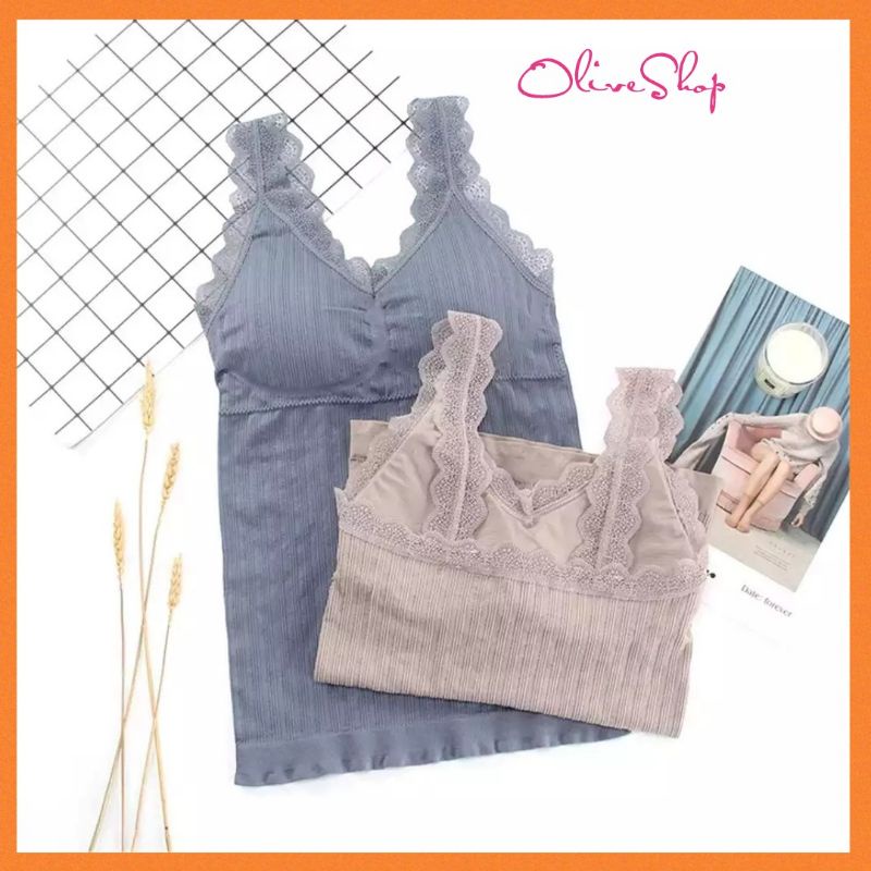 OliveShop ❤️ Kamisol Camisole TankTop Renda Lace Dalaman Inner Tanktop Kutung Rajut Chun Chun