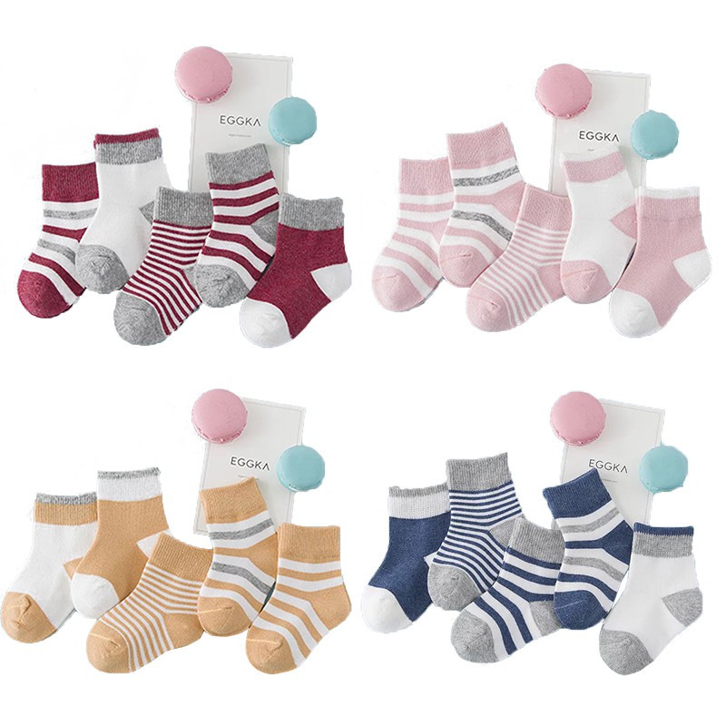 5 Pasang Kaos  Kaki  Katun Lembut Bayi  Laki laki perempuan 
