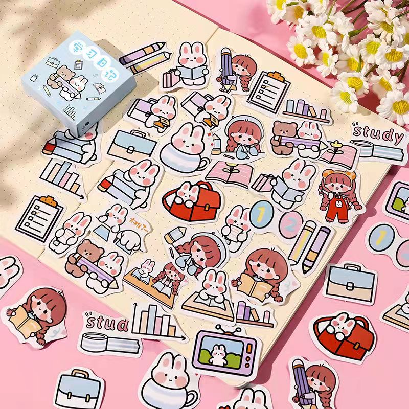 300pcs / set Stiker Motif Kartun Anak Perempuan Handmade Untuk Dekorasi Diary