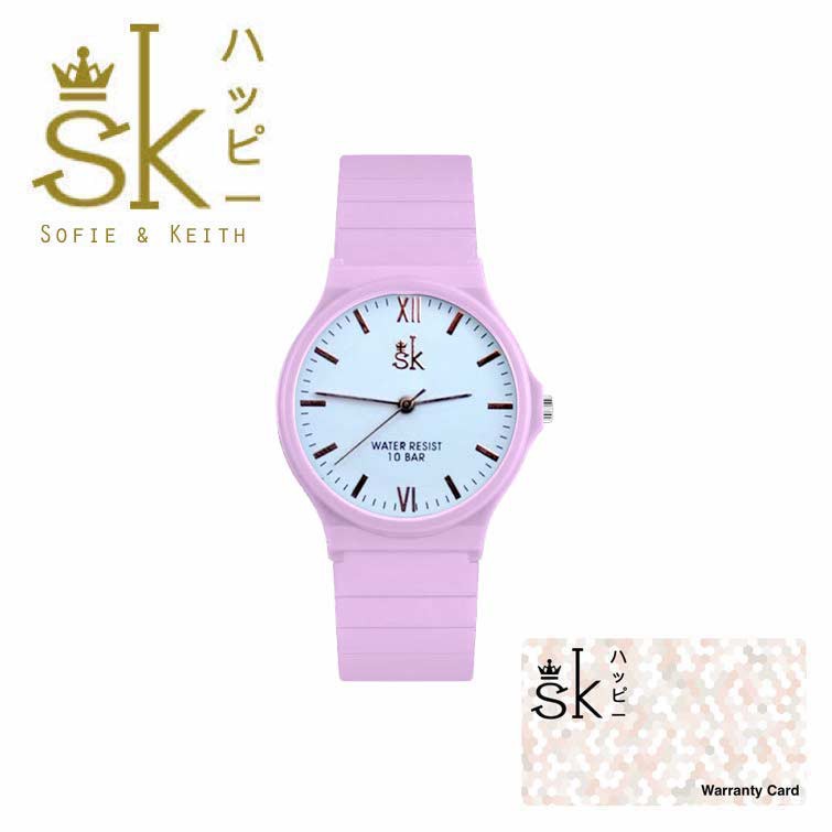 SK [ Baby Pink ] Jam Tangan Water Resistant Pria &amp; Wanita Fashion Strap Rubber - SK_131