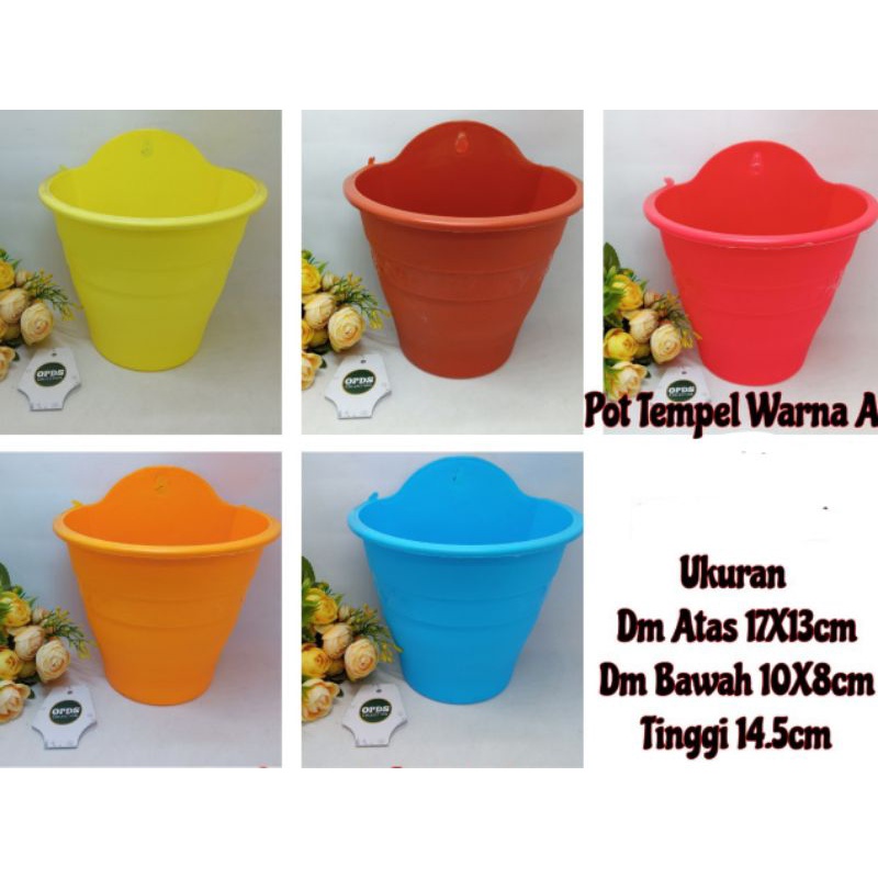 1 pcs pot tempel plastik warna kode A pot dinding warna pot bunga tempel pot tembok