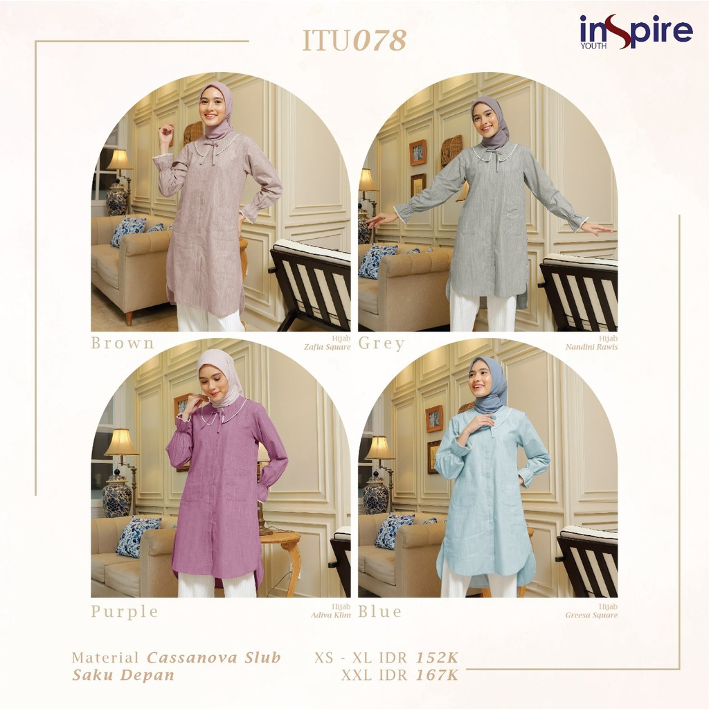 Inspire Tunik ITU 78 Bahan Cassanova Slub Atasan Wanita Casual Outfit Modern Kekinian