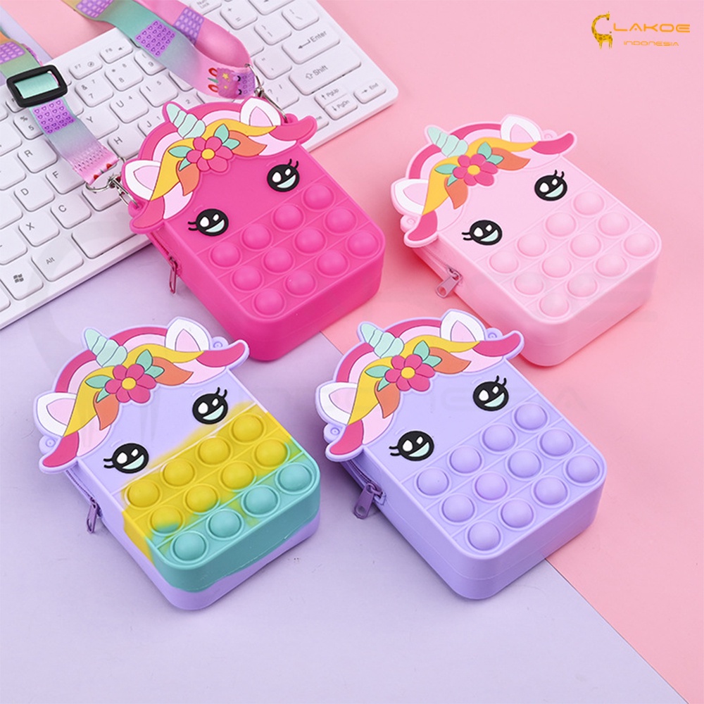 LAKOE tas pop it anak unicorn jelly