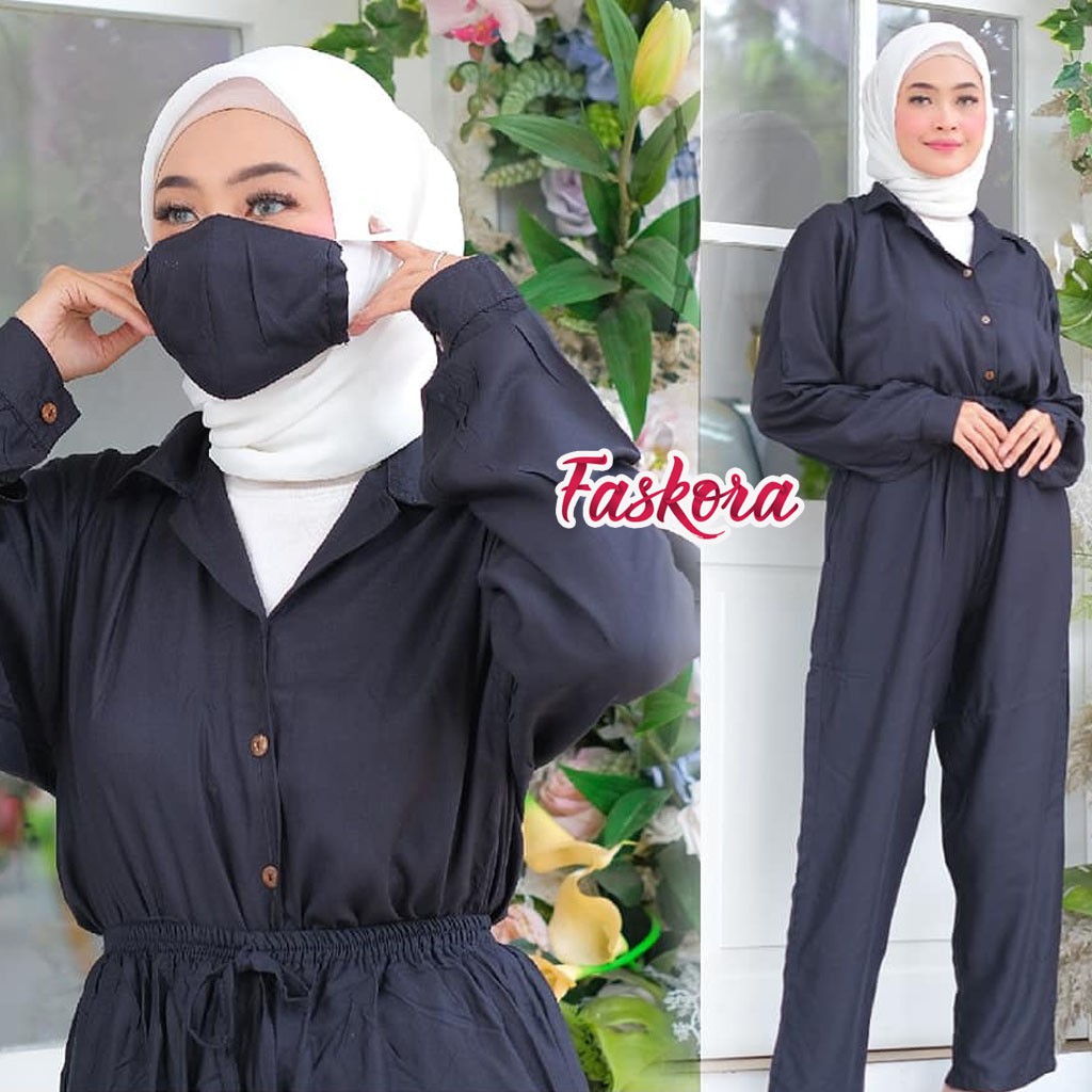 Piyama Wanita Dewasa Jumbo Tangan Panjang Polos / Setelan Rayon Polos Lengan Panjang