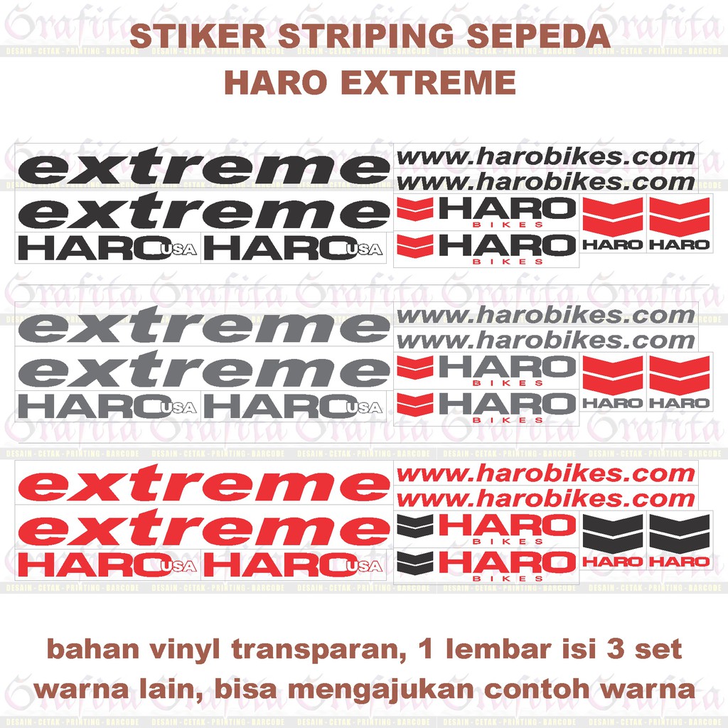 (1lbr = 3set) Stiker Striping HARO extreme