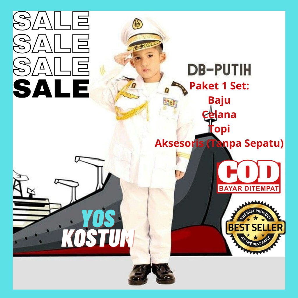 Kostum Profesi Anak TNI AL Seragam Baju Setelan Kijang Angkatan Laut Laki Laki