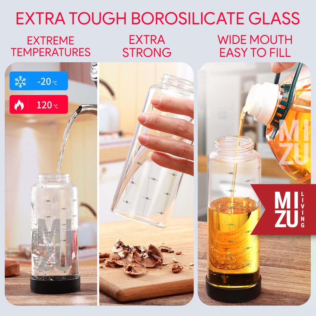 MIZU OLIORIGA No Drip No Mess Olive Cooking Oil Glass Bottle Botol Minyak Kaca Pyrex