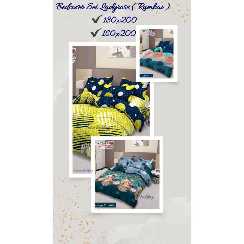 Bedcover set ladyrose ukuran 180x200 dan 160x200 ( rumbai ) Walter ,Flamingo tropical , lolita