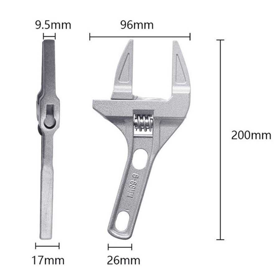 Kunci Inggris Serbaguna FLAT - FLAT Universal Adjustable Wrench 6-68mm Kunci Pipa Ledeng Pas Shok Shock Multifungsi Mini Kepala Besar