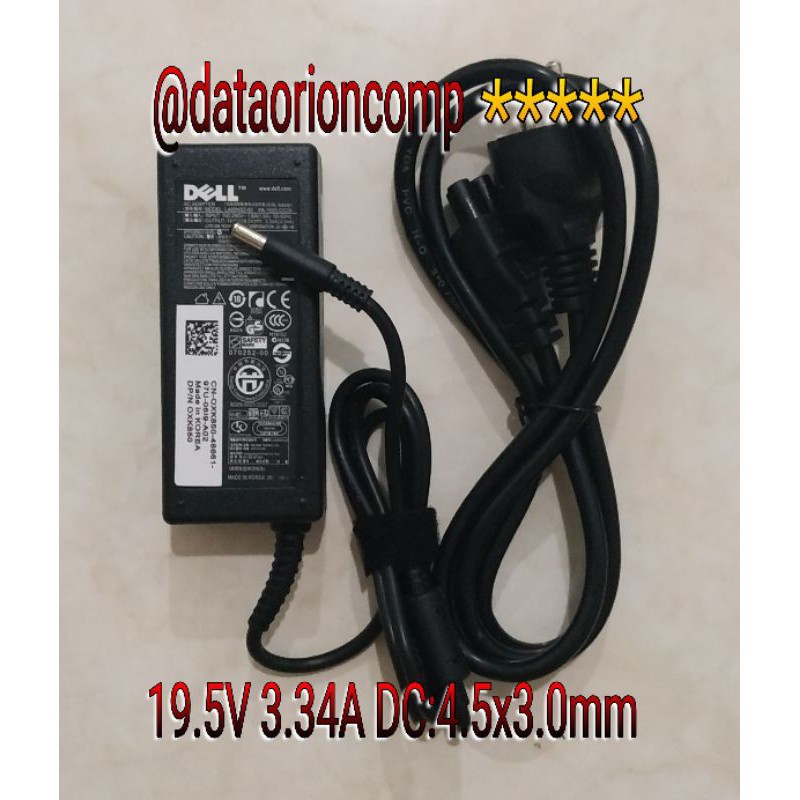 Adaptor Charger Dell 19.5V 3.34A DC 4.5*3.0 mm for Dell Inspiron 11-3000 11-3147 11-3148 13-7347 13-7348 13-7352 14-3458