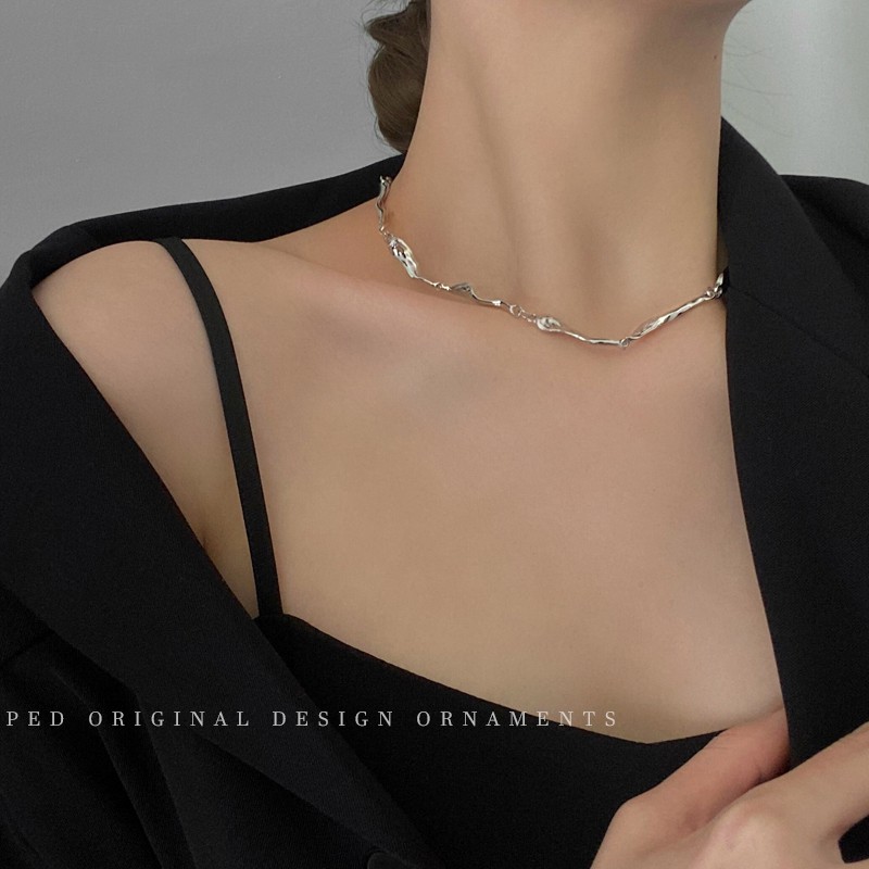 Short Silver Chain Necklace Accessories Simple Clavicle Chain Personality Harajuku