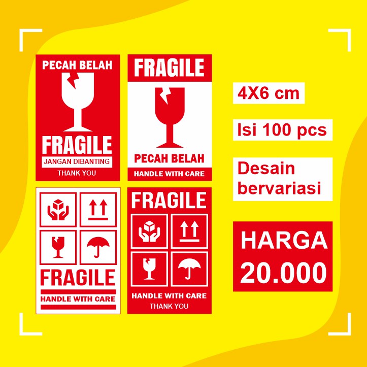 

Stiker / Sticker Fragile / tahan banting 4 x 6 cm - 100 pcs