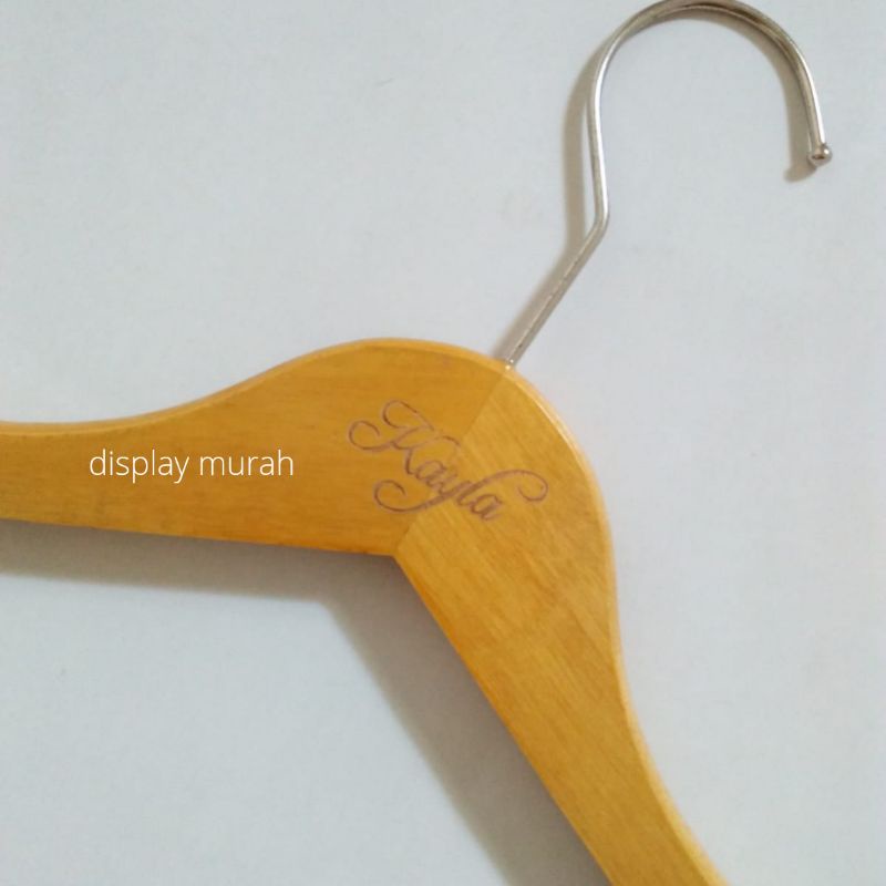 Gantungan Baju Kayu Anak Plitur/Children's Wooden Hanger Natural Hanger Anak Hanger Kayu Estetik Hanger Kayu Costum Logo Laser Grafir-BH